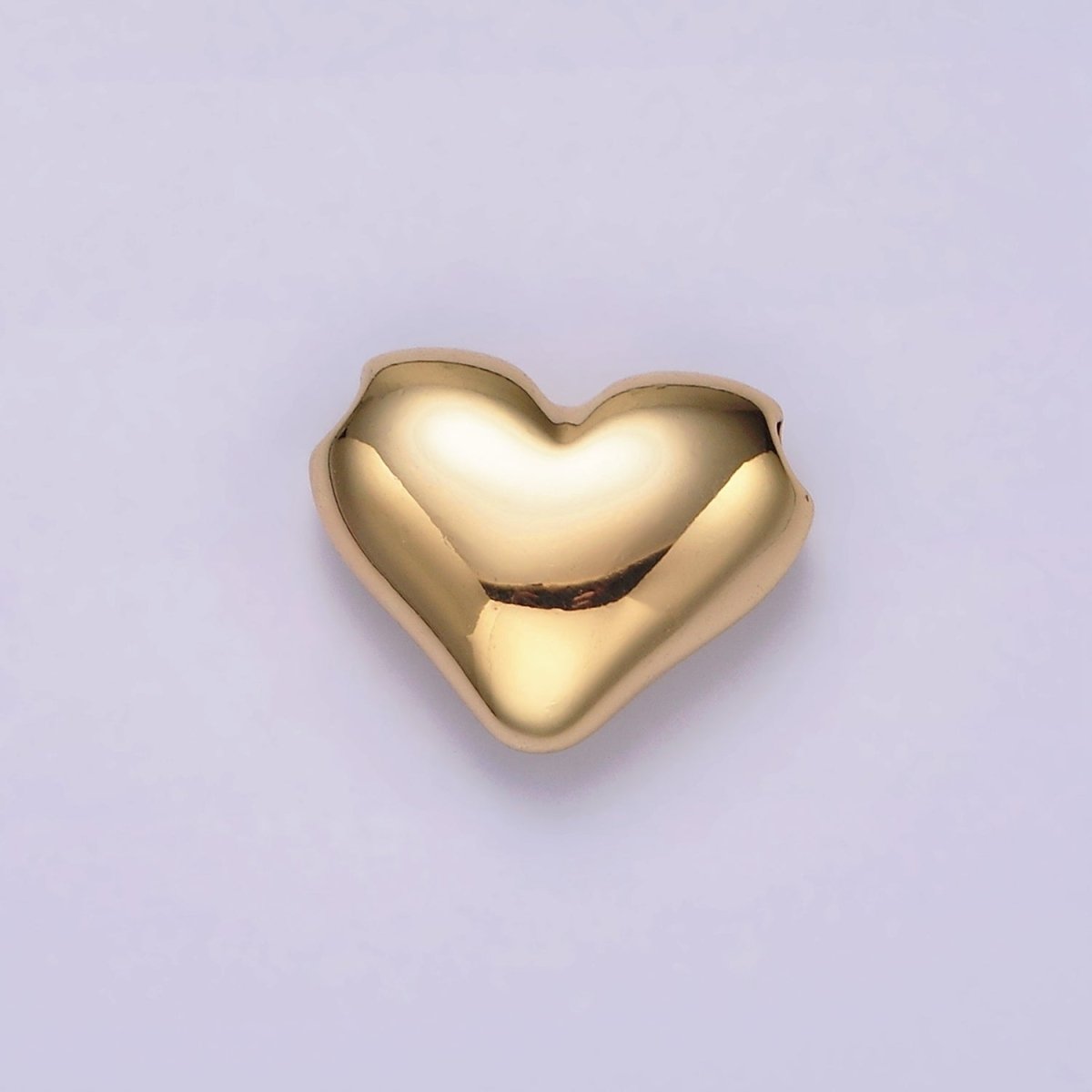 24K Gold Filled 13mm Chubby Heart Minimalist Bead | B844 - DLUXCA