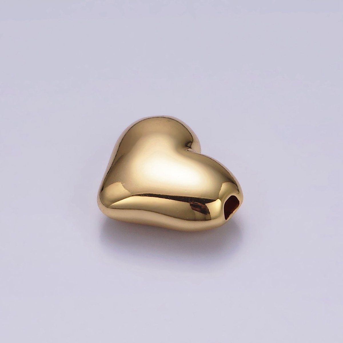 24K Gold Filled 13mm Chubby Heart Minimalist Bead | B844 - DLUXCA