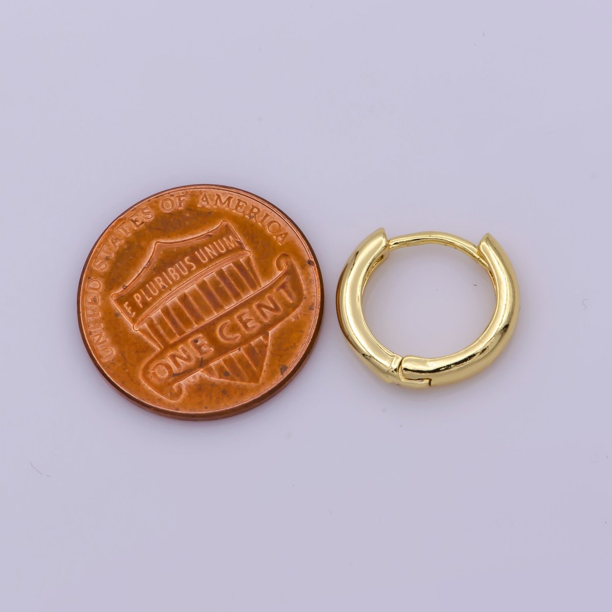 24K Gold Filled 14mm Dome Minimalist Huggie Hoop Earrings | AE-803 - DLUXCA