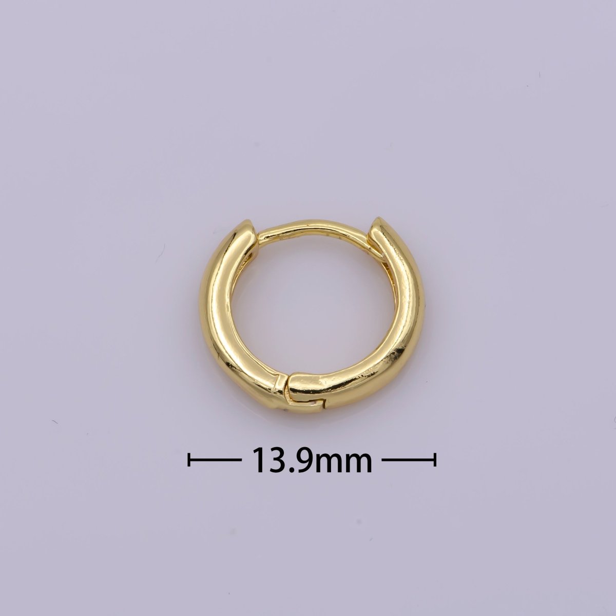 24K Gold Filled 14mm Dome Minimalist Huggie Hoop Earrings | AE-803 - DLUXCA