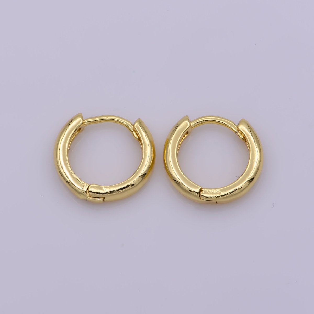 24K Gold Filled 14mm Dome Minimalist Huggie Hoop Earrings | AE-803 - DLUXCA