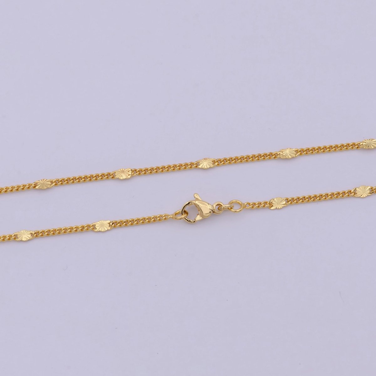 24K Gold Filled 1.5mm Curb Chain 15.5, 18 inch Finished Necklace For Wholesale Necklace Dainty Jewelry Making Supplies | WA-521 Clearance Pricing - DLUXCA