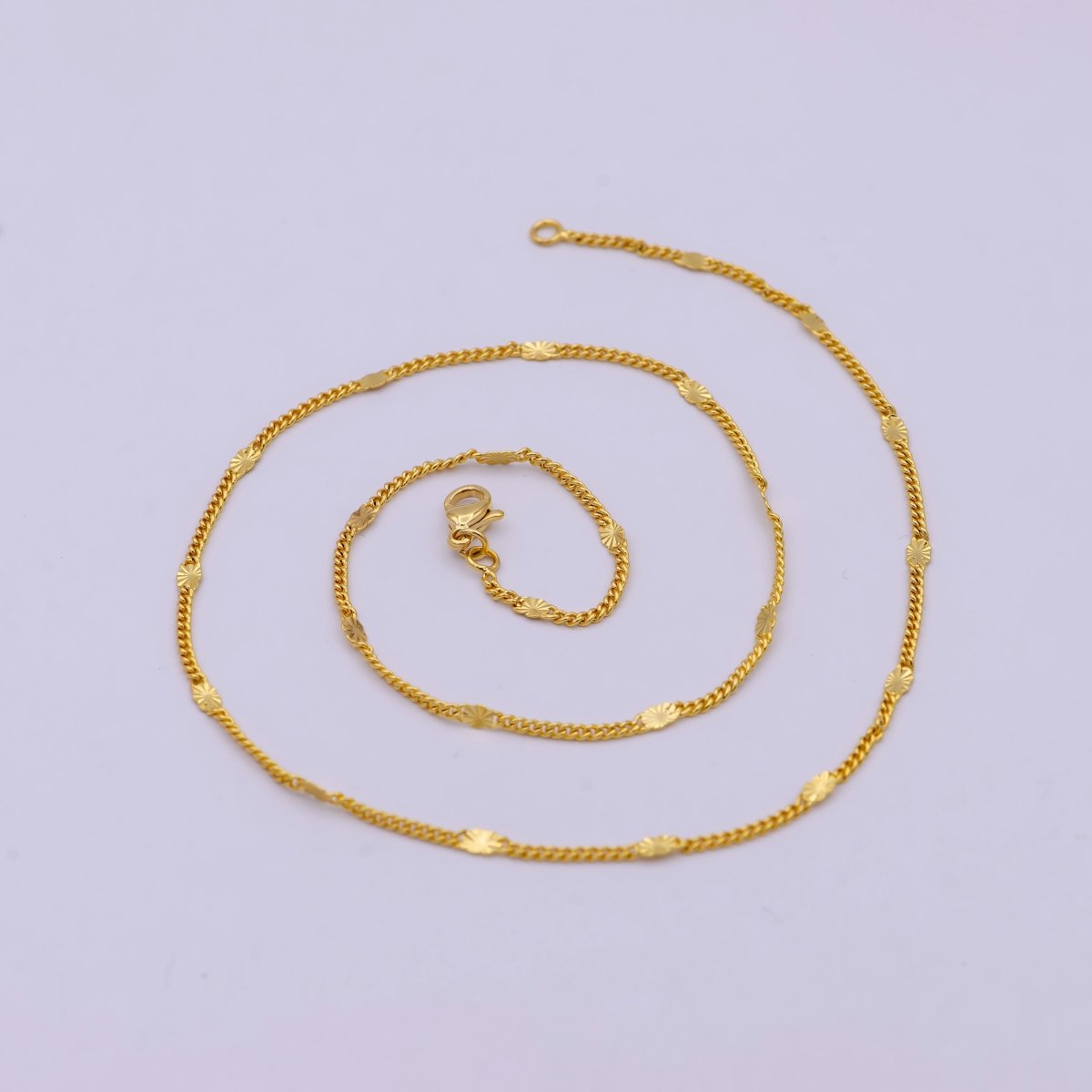 24K Gold Filled 1.5mm Curb Chain 15.5, 18 inch Finished Necklace For Wholesale Necklace Dainty Jewelry Making Supplies | WA-521 Clearance Pricing - DLUXCA