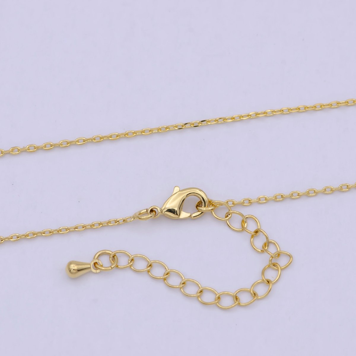 24K Gold Filled 1.5mm Dainty Cable 18 Inch Layering Chain Necklace w. Extender | WA-792 - DLUXCA