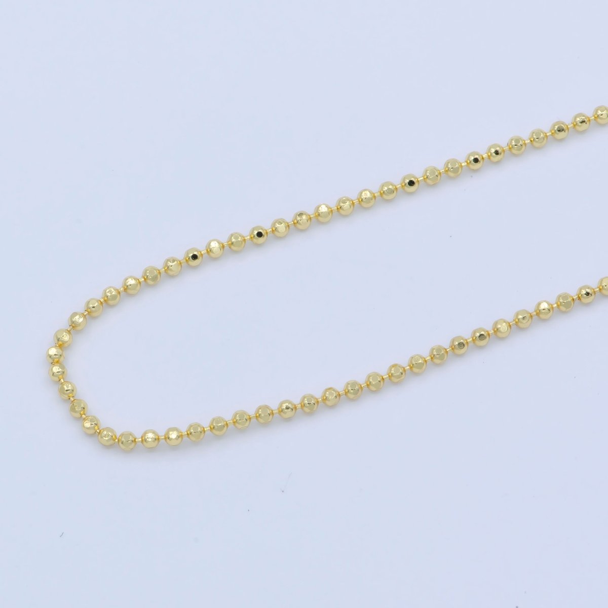 24K Gold Filled 1.5mm Round Beaded Chain 18 Inch Layering Necklace | WA-234 - DLUXCA
