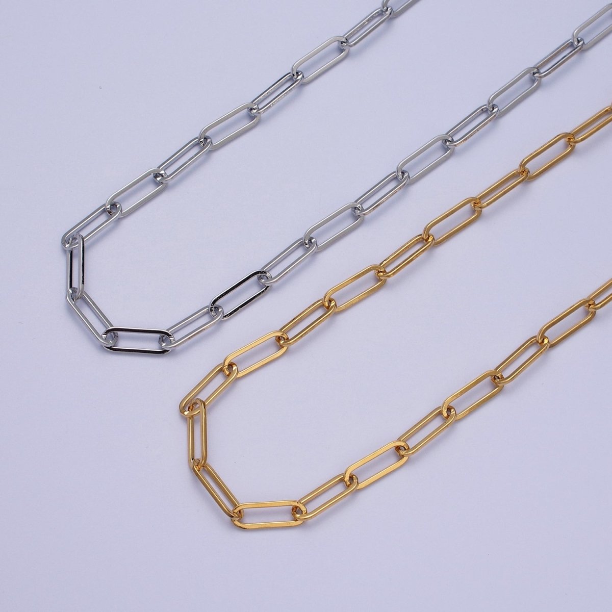 24K Gold Filled 15mm x 5mm Gold, Silver Paper Clip Unfinished Chain | ROLL-988, ROLL-989 Clearance Pricing - DLUXCA