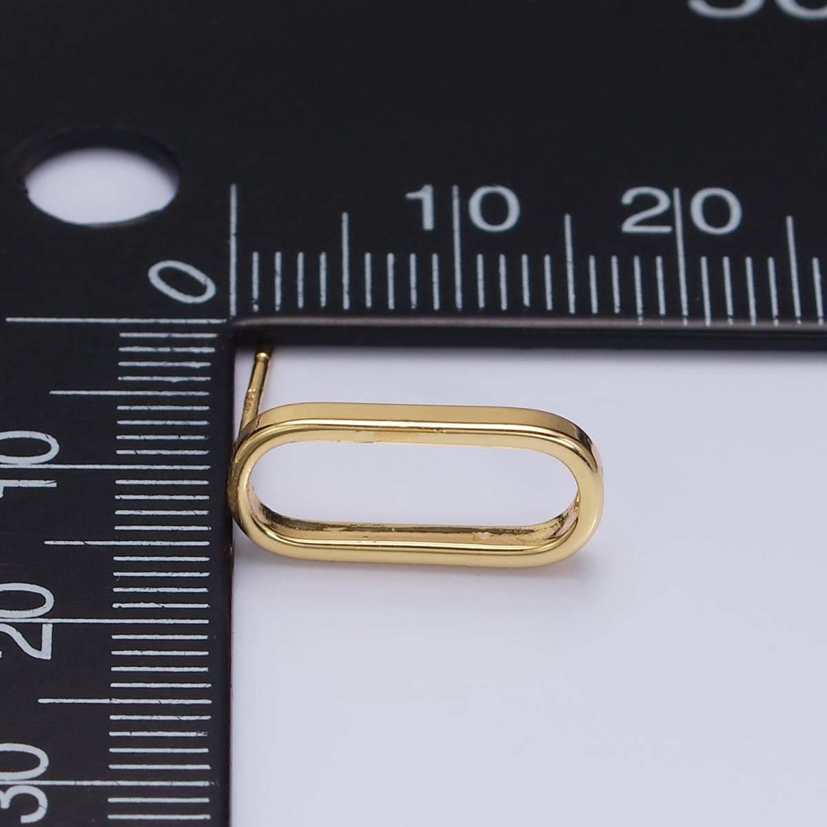 24K Gold Filled 16mm Open Oblong Drop Stud Earrings Supply | Z-396 - DLUXCA
