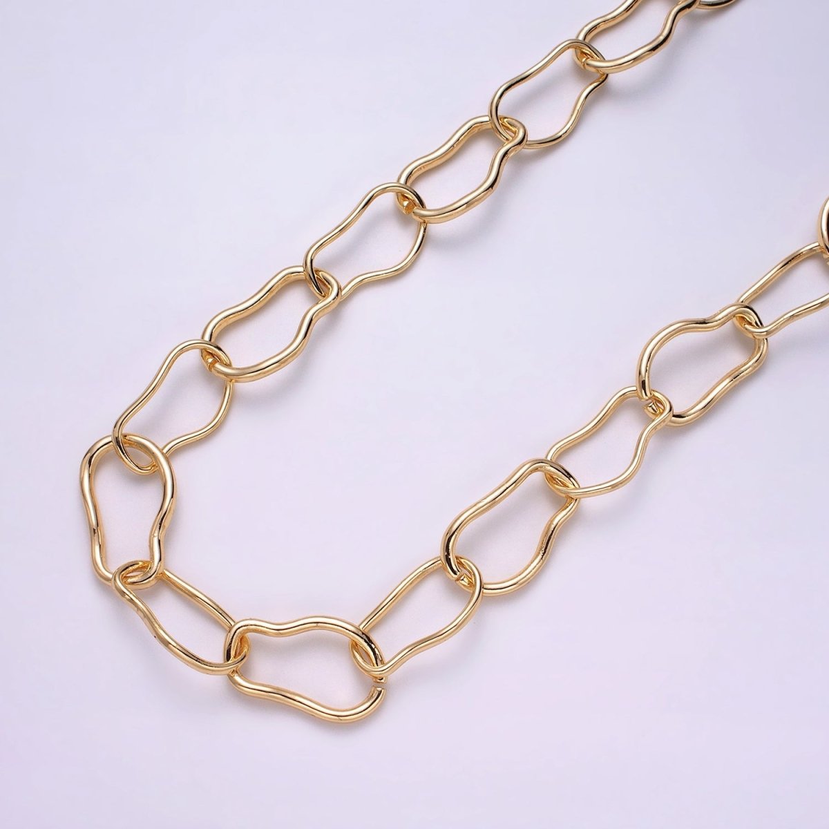 24k Gold Filled 17.3mm Abstract Cable Chain Link Unfinished Yard Chain in Gold & Silver | ROLL-1305 ROLL-1306 Clearance Pricing - DLUXCA