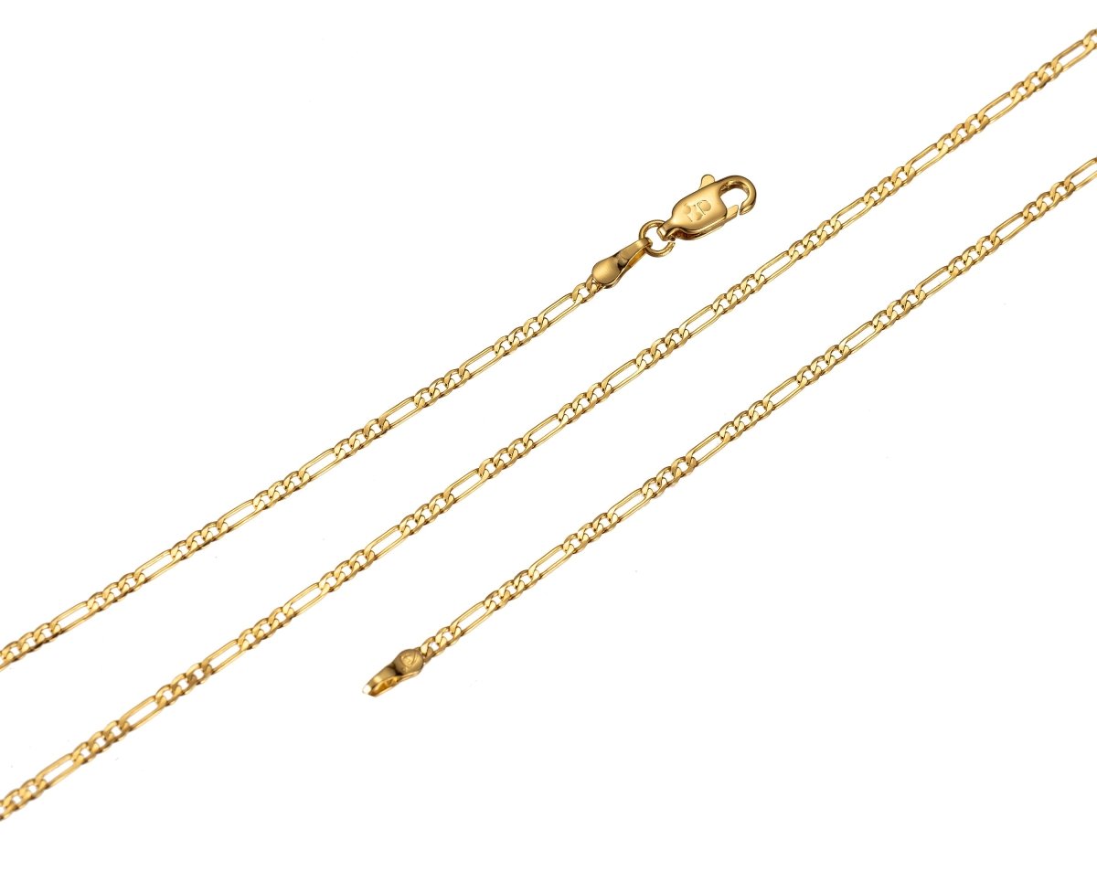 24K Gold Filled 17.7 inches Gold Filled Figaro Necklace, 2mm In Width, w/ Lobster Clasps | CN-466, CN-516 Clearance Pricing - DLUXCA