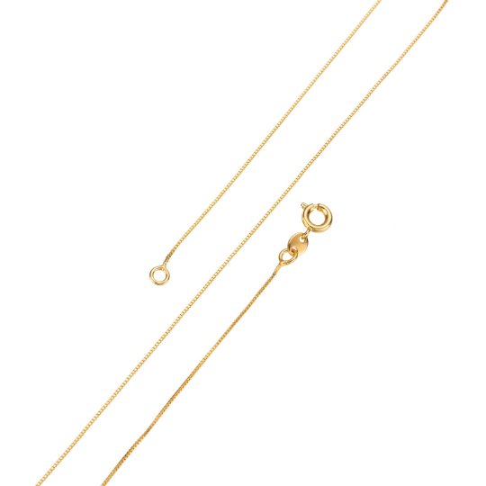 24K Gold Filled 1.7mm Box Chain Necklace Gold Filled Finished Statement Chain Necklace Ready to Wear 17.5 Inch Gold Chain w/ Spring Ring | CN-344 Clearance Pricing - DLUXCA