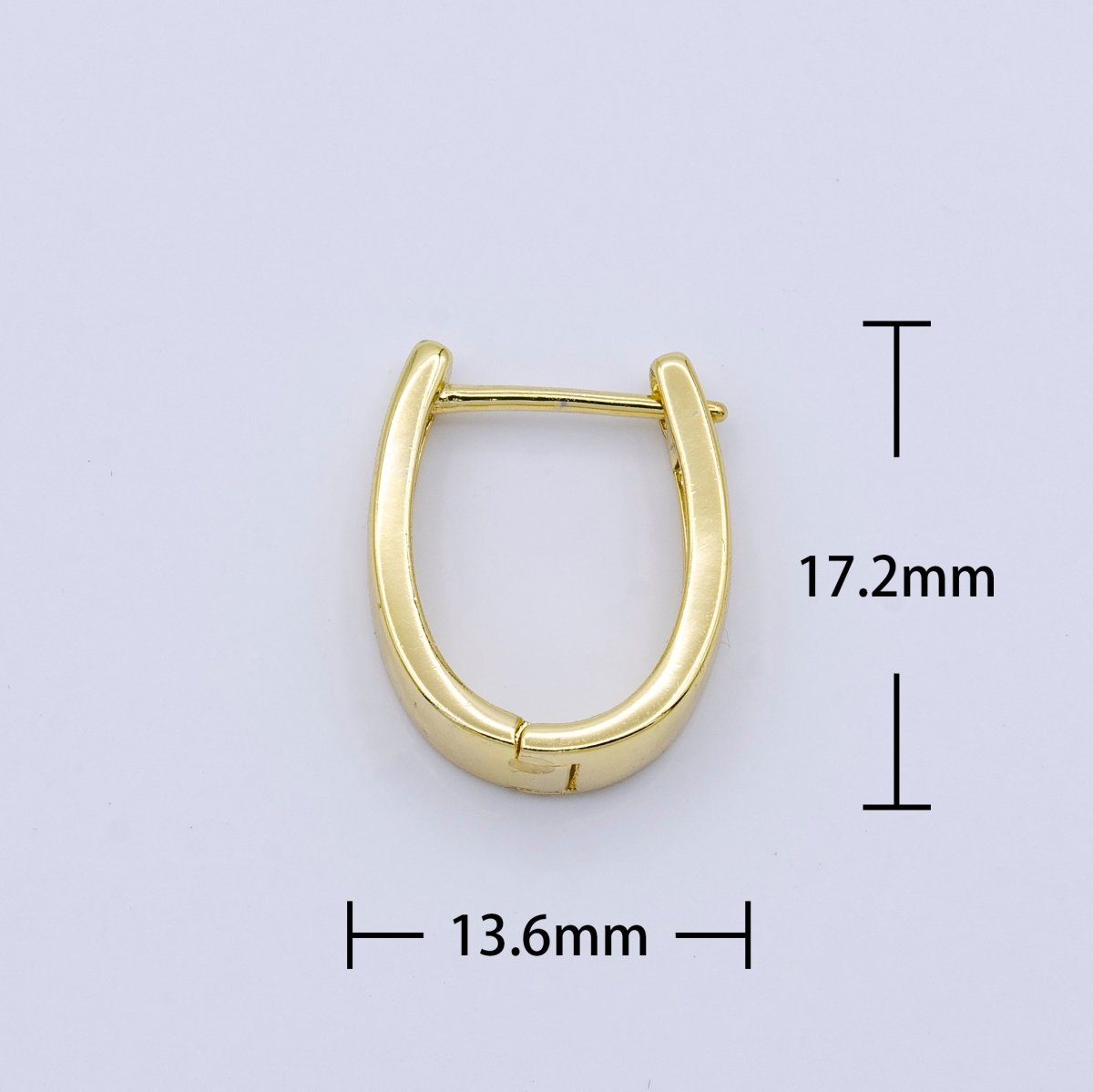 24K Gold Filled 17mm U-Shaped Oblong Huggie Hoop Earrings | AB1018 - DLUXCA