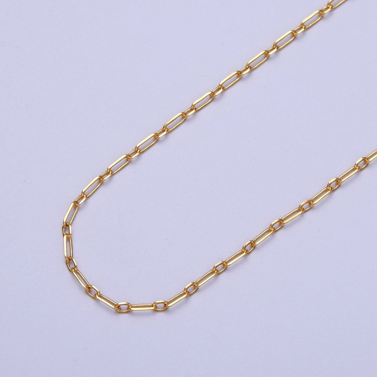 24K Gold Filled 1.8mm Mini Flat Link Paperclip Cable Chain Gold, Silver Unfinished Chain | ROLL-970, ROLL-971 Clearance Pricing - DLUXCA