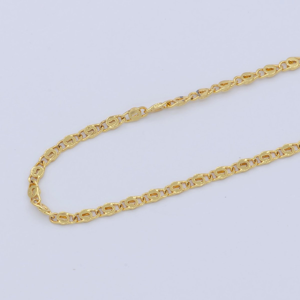 24K Gold Filled 1.8mm Scroll Unique Link 18 Inch Layering Chain Necklace | WA-197 Clearance Pricing - DLUXCA