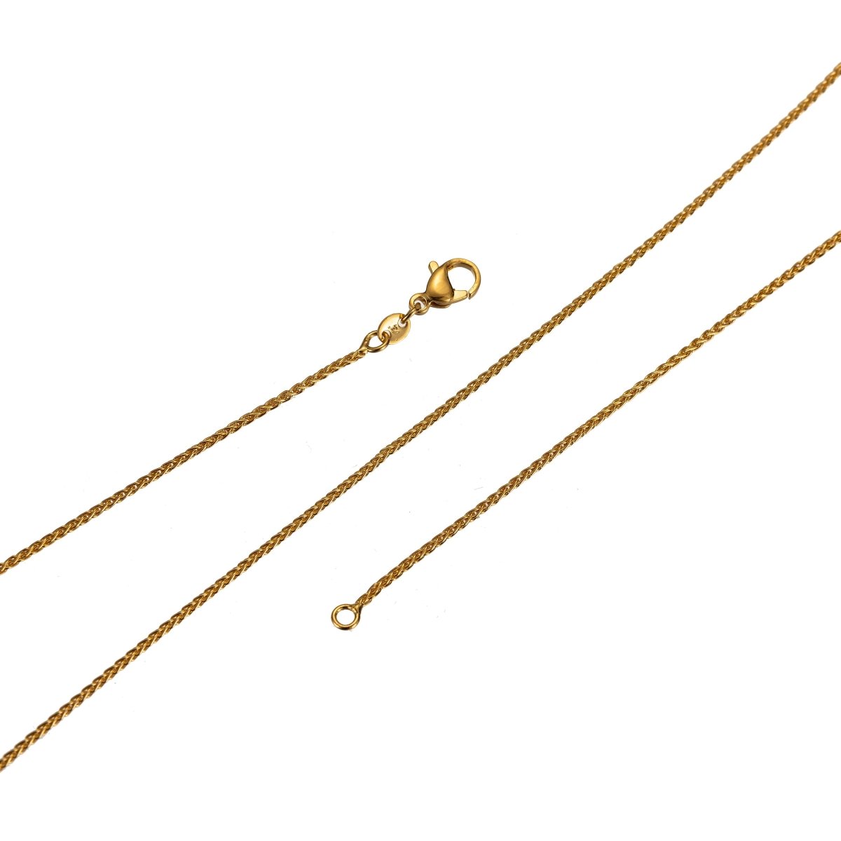 24K Gold Filled 1mm 18 19.5 Inch Wheat Chain Necklace with spring ring clasp ready to wear chain Finished chain for necklace supply | CN-432 CN-479 Clearance Pricing - DLUXCA