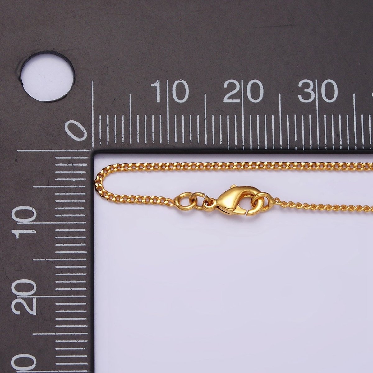 24K Gold Filled 1mm Cuban Curb 17.25 Inch Layering Chain Necklace w. Lobster Clasps, S-Hook Clasps Closure | WA-1882 WA-1883 Clearance Pricing - DLUXCA