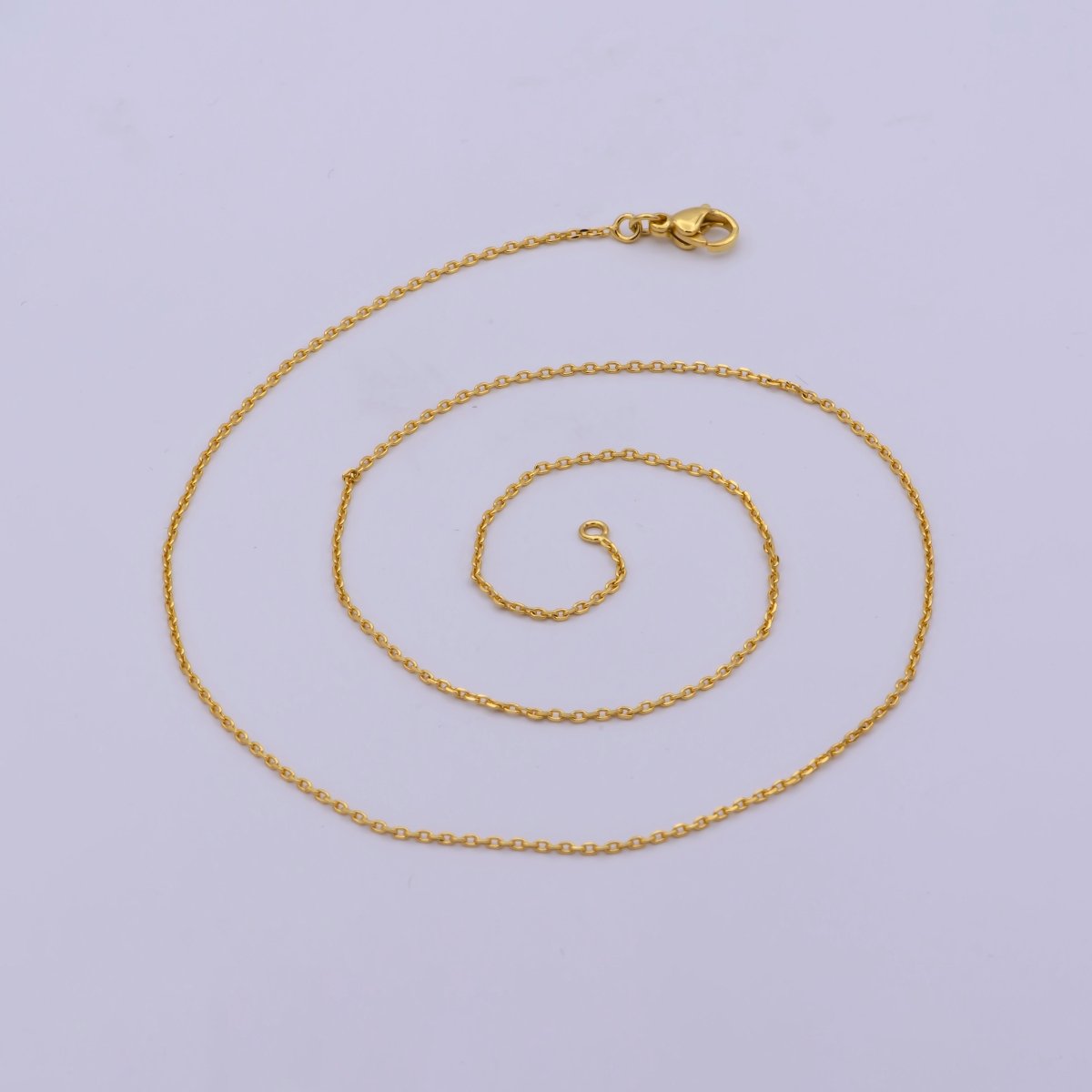 24K Gold Filled 1mm Dainty Cable 17.5 Inch Layering Chain Necklace w. Lobster Clasps | WA-467 Clearance Pricing - DLUXCA