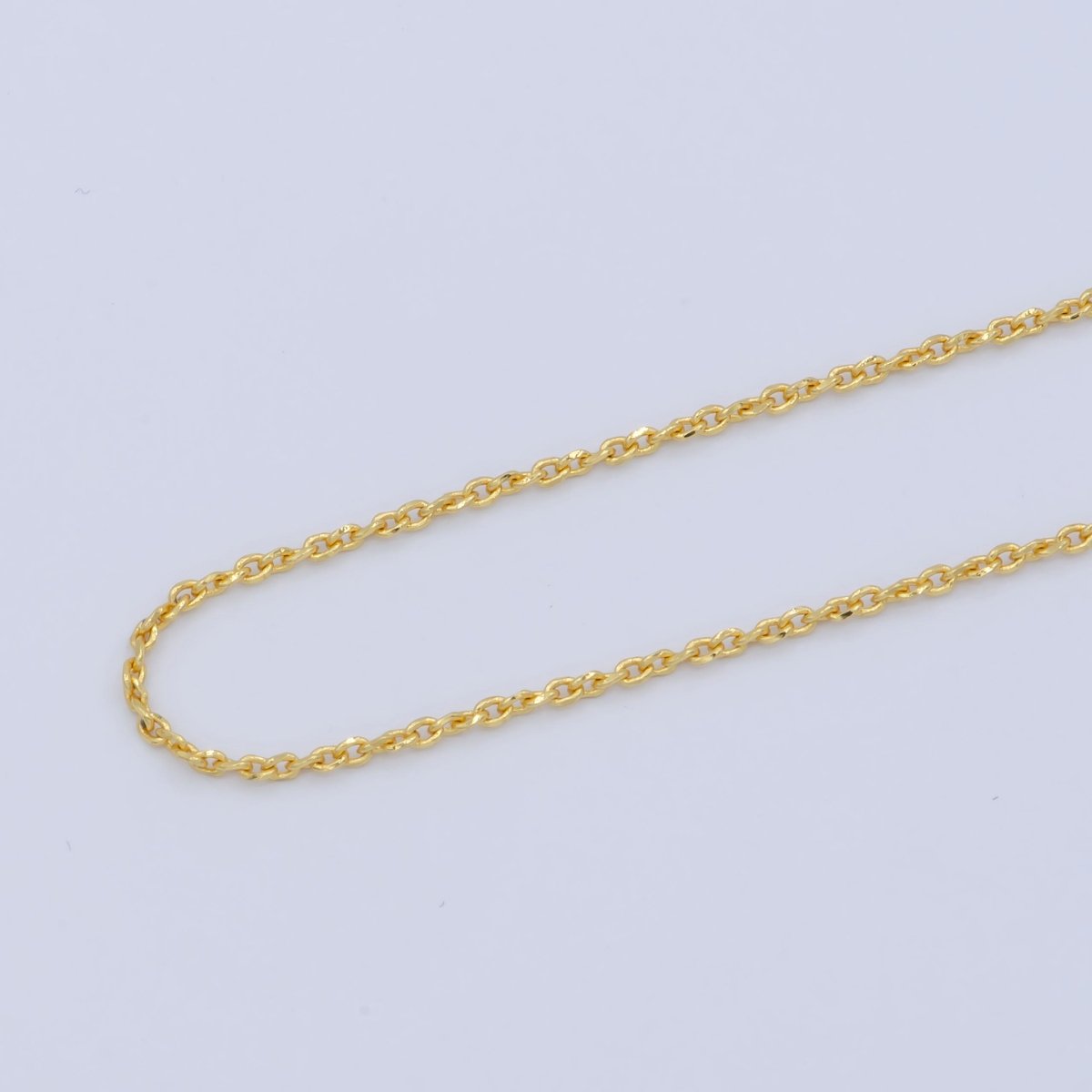 24K Gold Filled 1mm Dainty Twisted Unique Cable Link 18 Inch Layering Chain Necklace | WA-196 Clearance Pricing - DLUXCA