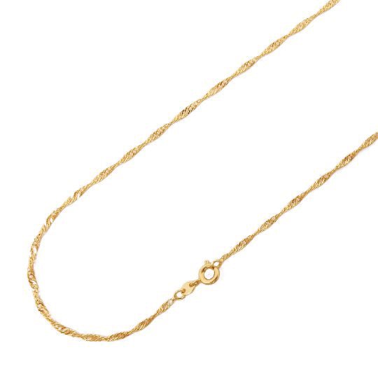 24K Gold Filled 20 inches Singapore Necklace 2.2mm In Width w/ Spring Ring | CN-929 Clearance Pricing - DLUXCA