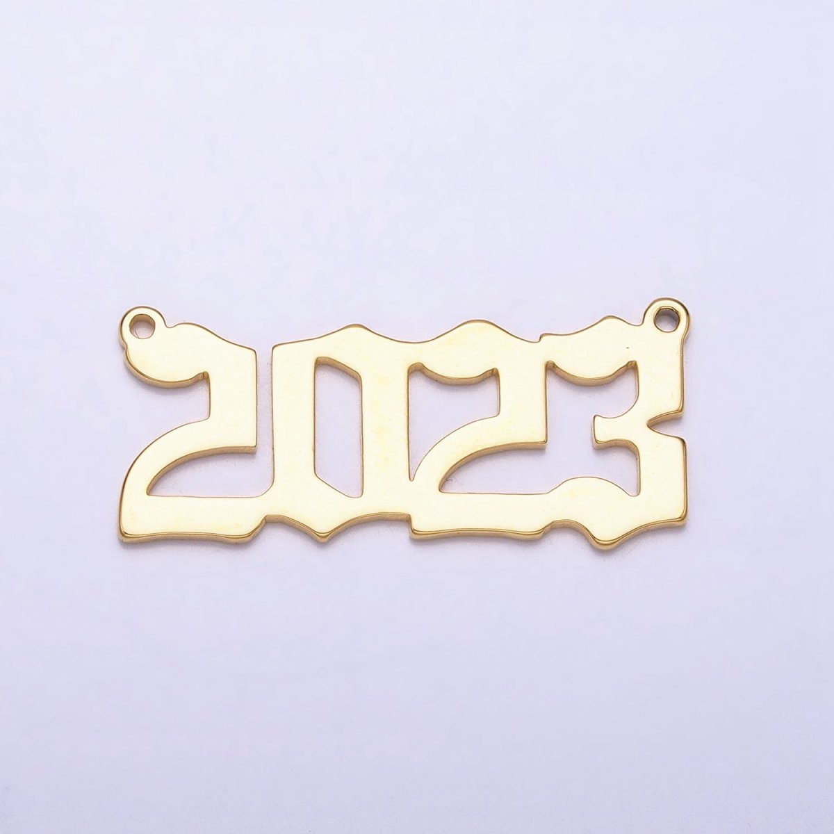 24K Gold Filled "2023" New Year Script Gothic Font Connector in Gold & Silver | AA968 AA969 - DLUXCA