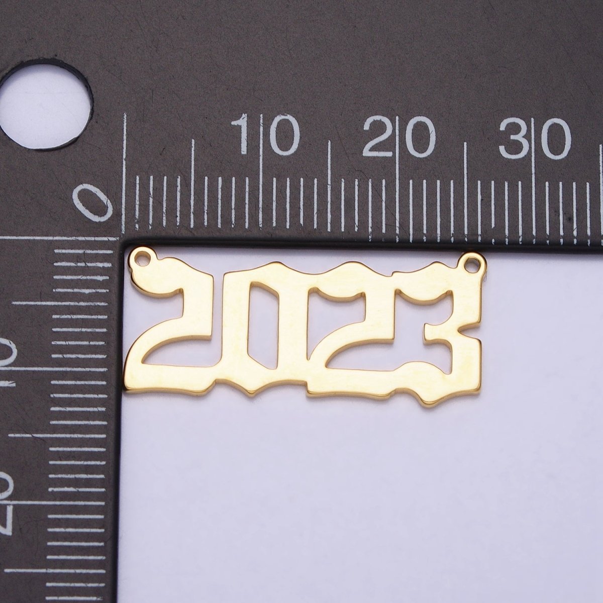 24K Gold Filled "2023" New Year Script Gothic Font Connector in Gold & Silver | AA968 AA969 - DLUXCA