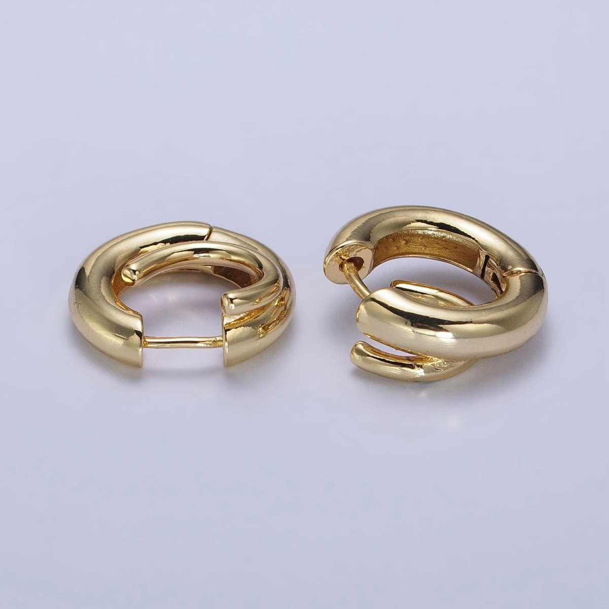 24K Gold Filled 20mm Double Band Spiral Geometric Huggie Earrings in Gold & Silver | AB530 AB531 - DLUXCA