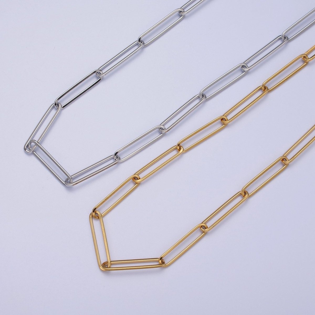 24K Gold Filled 20mm x 4.5mm Paperclip Link Gold, Silver Minimalist Unfinished Chain | ROLL-925 ROLL-926 Clearance Pricing - DLUXCA