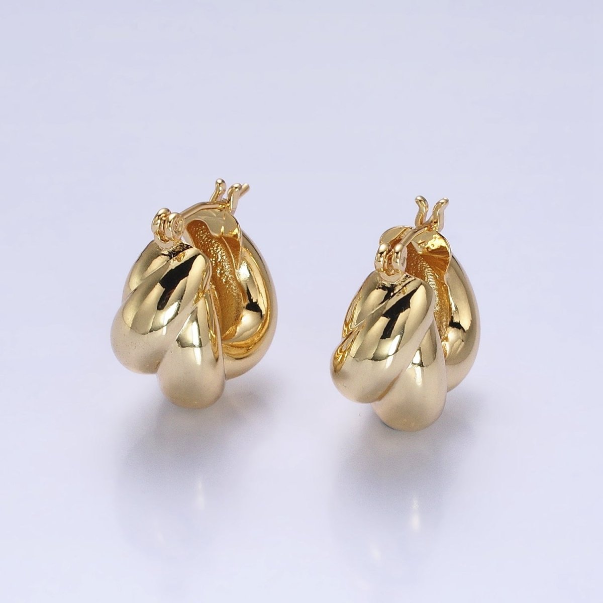24K Gold Filled 21mm Dome Croissant Latch Earrings in Silver & Gold | AB-1429 AB-1432 - DLUXCA