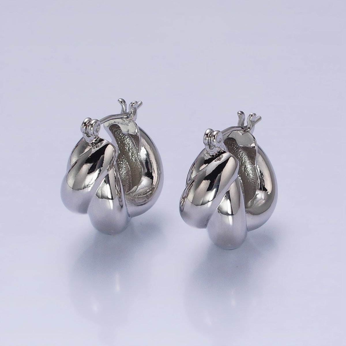 24K Gold Filled 21mm Dome Croissant Latch Earrings in Silver & Gold | AB-1429 AB-1432 - DLUXCA
