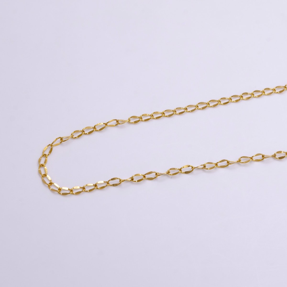 24K Gold Filled 2.2mm Double Edged Figure 8 Designed Unfinished Chain For Jewelry Making | ROLL-1379 Clearance Pricing - DLUXCA