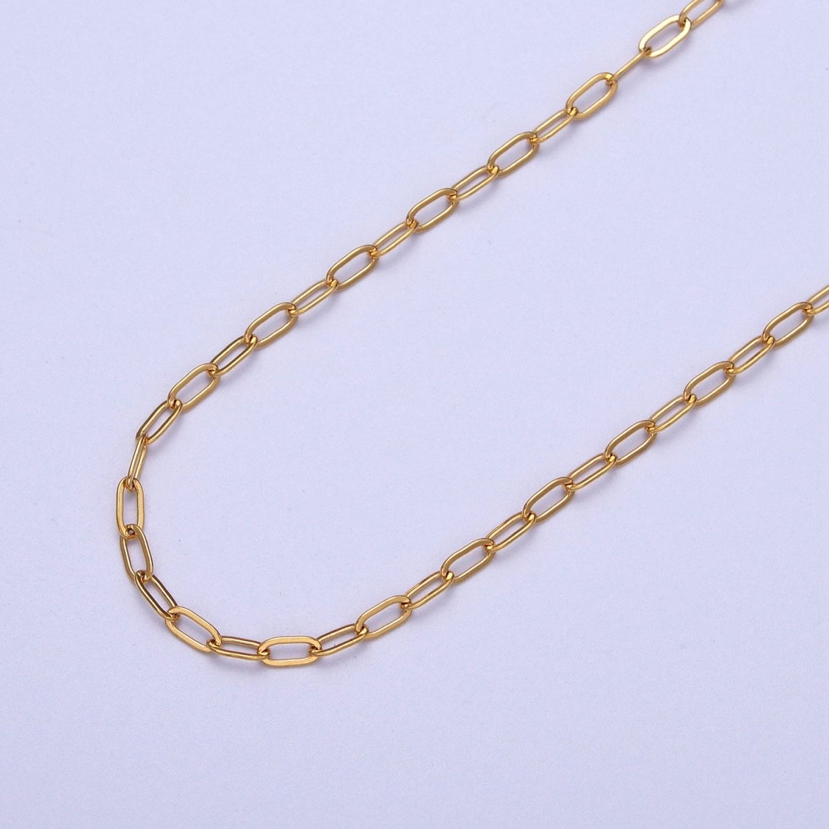 24K Gold Filled 2.2mm Paperclip Cable Gold, Silver Unfinished Chain | ROLL-968, ROLL-969 Clearance Pricing - DLUXCA