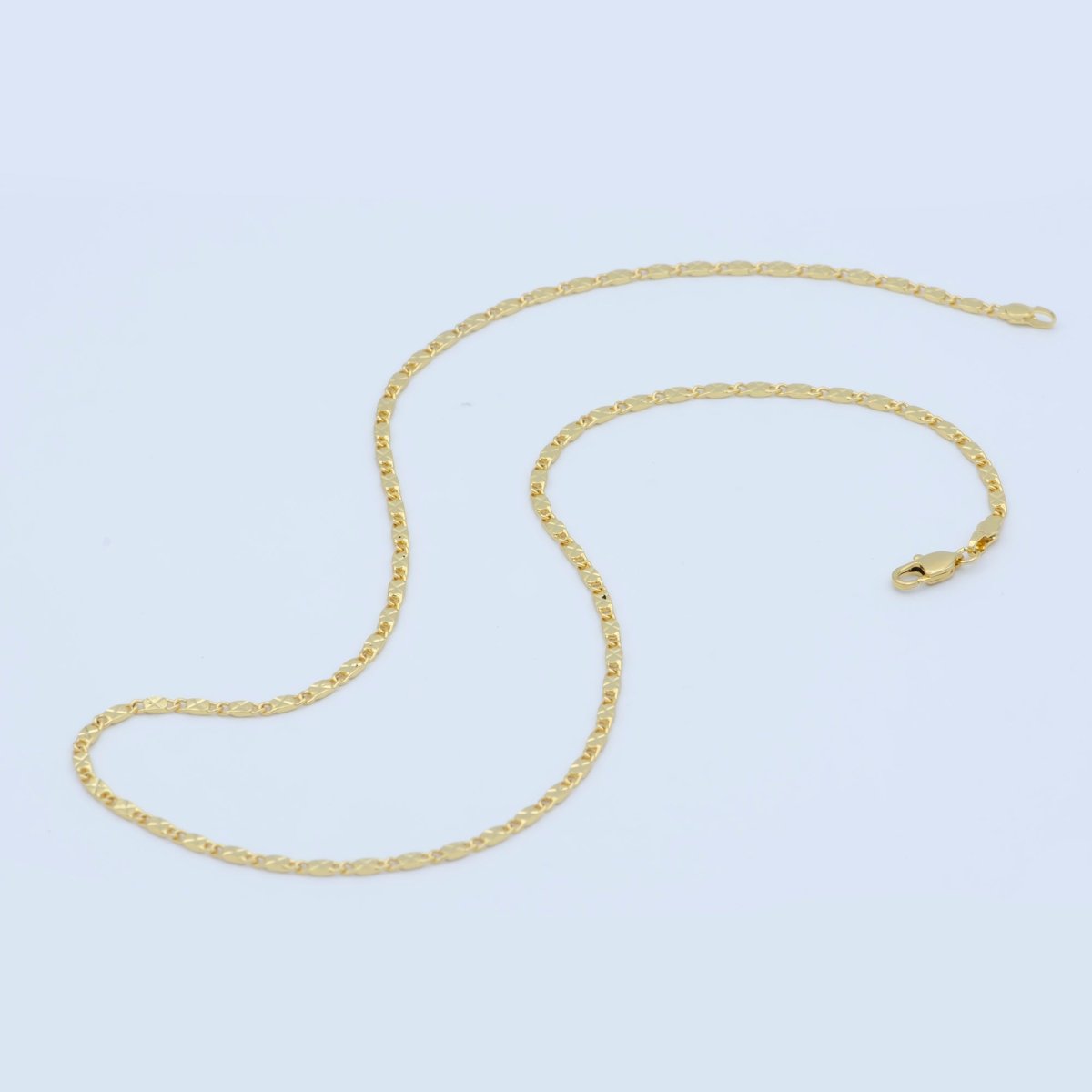 24K Gold Filled 2.2mm Sunburst Textured Scroll 18 Inch Layering Chain Necklace | WA-191 Clearance Pricing - DLUXCA