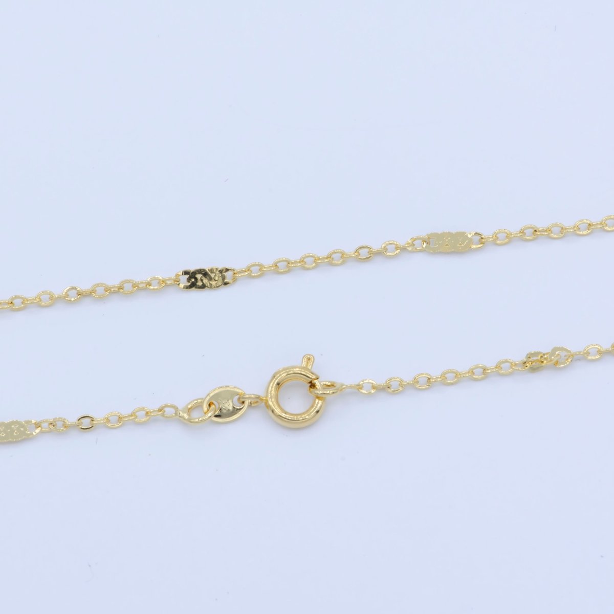 24K Gold Filled 2.2mm Unique Round Rolo Cable Triple Flat Link 18 Inch Chain Necklace | WA-194 Clearance Pricing - DLUXCA