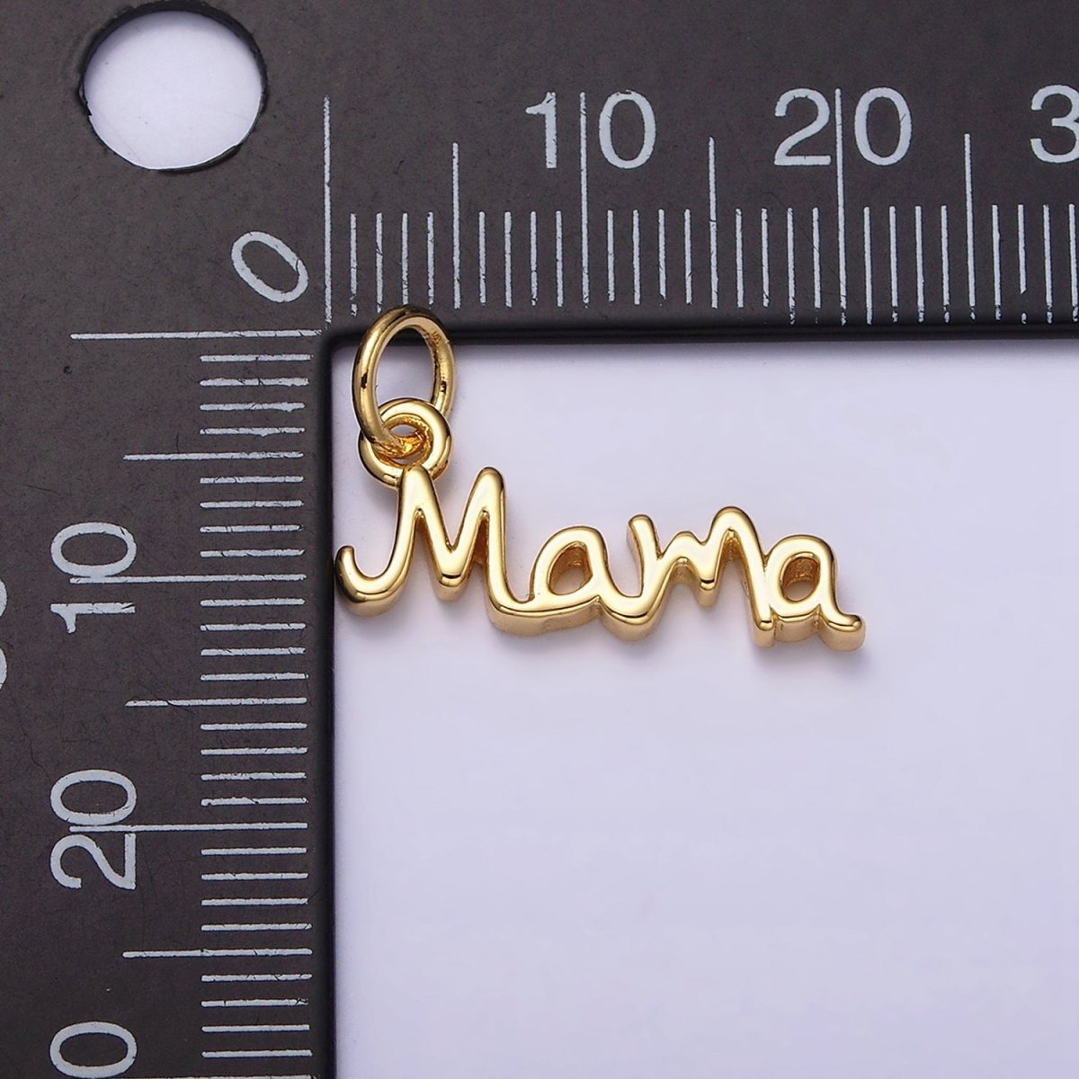 24K Gold Filled 23mm "Mama" Handwritten Script Sideway Charm | AC1420 - DLUXCA