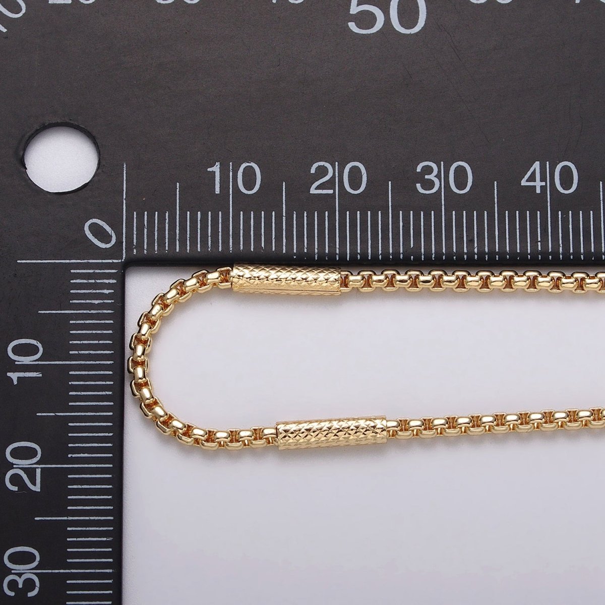 24K Gold Filled 2.5mm, 4mm Box Textured Tube Unique Unfinished Chain by Yard in Gold & Silver | ROLL-1055, -1056, ROLL-1102, -1117 Clearance Pricing - DLUXCA