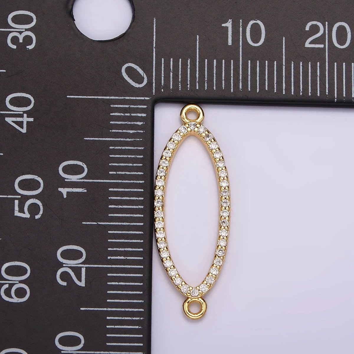 24K Gold Filled 25mm Clear Micro Paved CZ Open Sphere Connector | G795 - DLUXCA