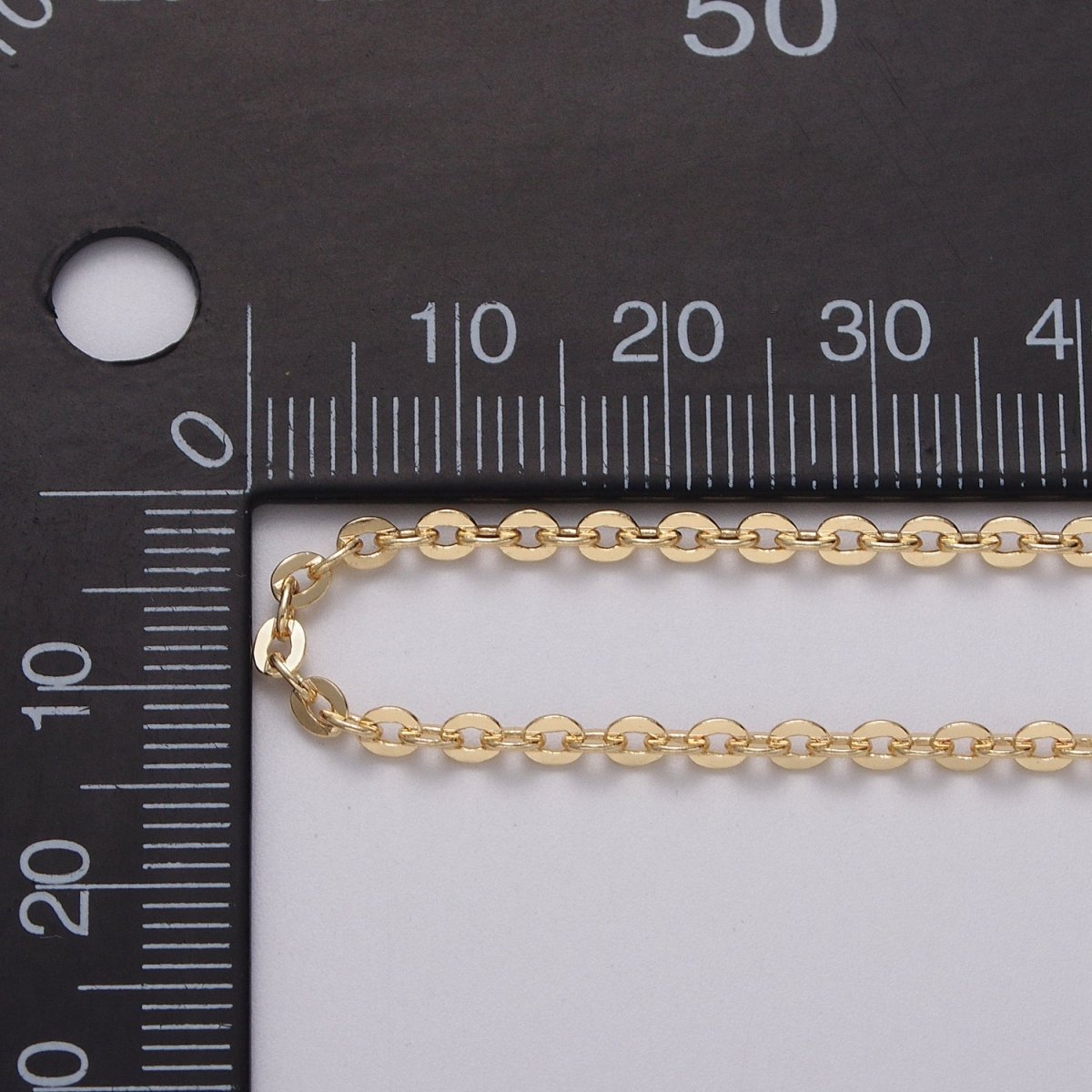 24K Gold Filled 2.5mm Dainty Cable Rolo Unfinished Chain by Yard in Gold & Silver | ROLL-1065, ROLL-1096 Clearance Pricing - DLUXCA