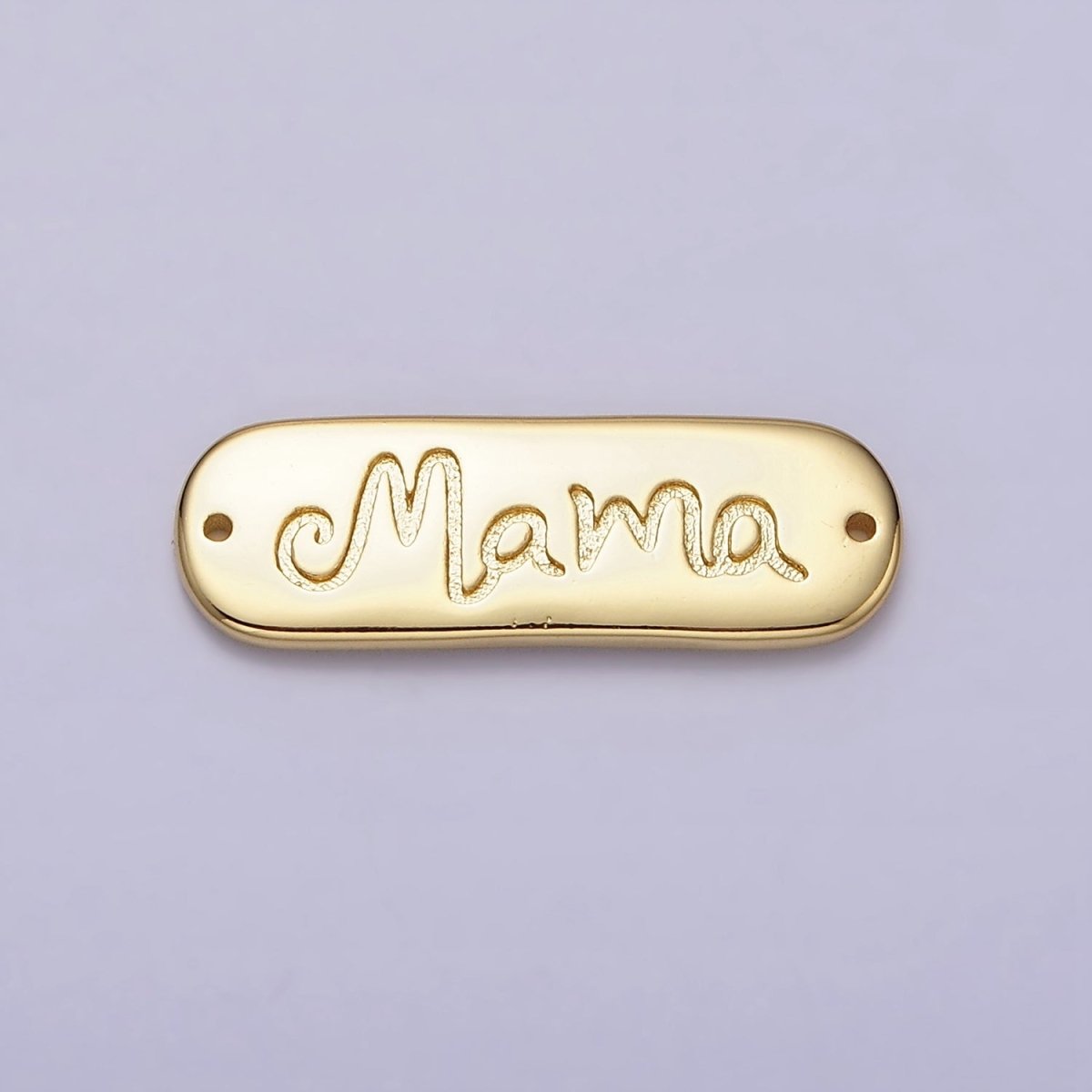 24K Gold Filled 25mm "Mama" Handwritten Script Tag Connector | Y-754 - DLUXCA