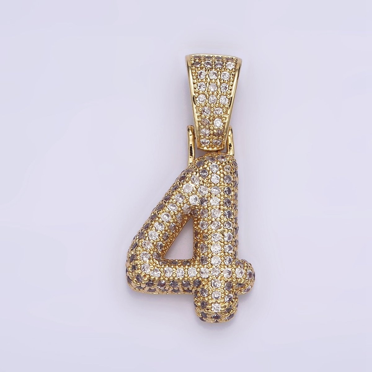 24K Gold Filled 25mm Number 0-9 ballon Clear Micro Paved CZ Pendant | AA695 - AA704 - DLUXCA