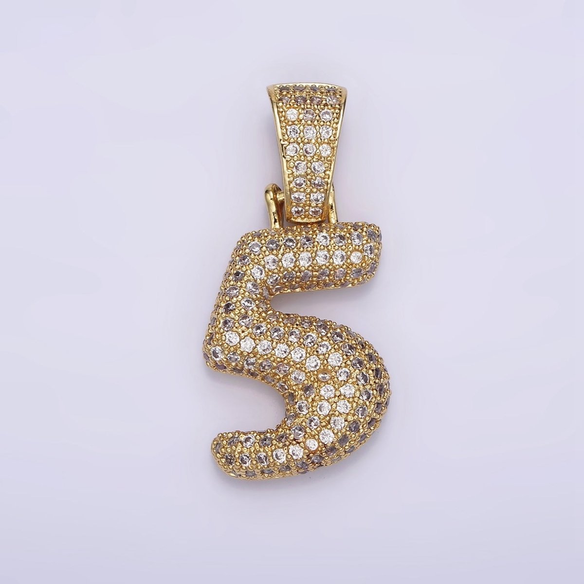 24K Gold Filled 25mm Number 0-9 ballon Clear Micro Paved CZ Pendant | AA695 - AA704 - DLUXCA
