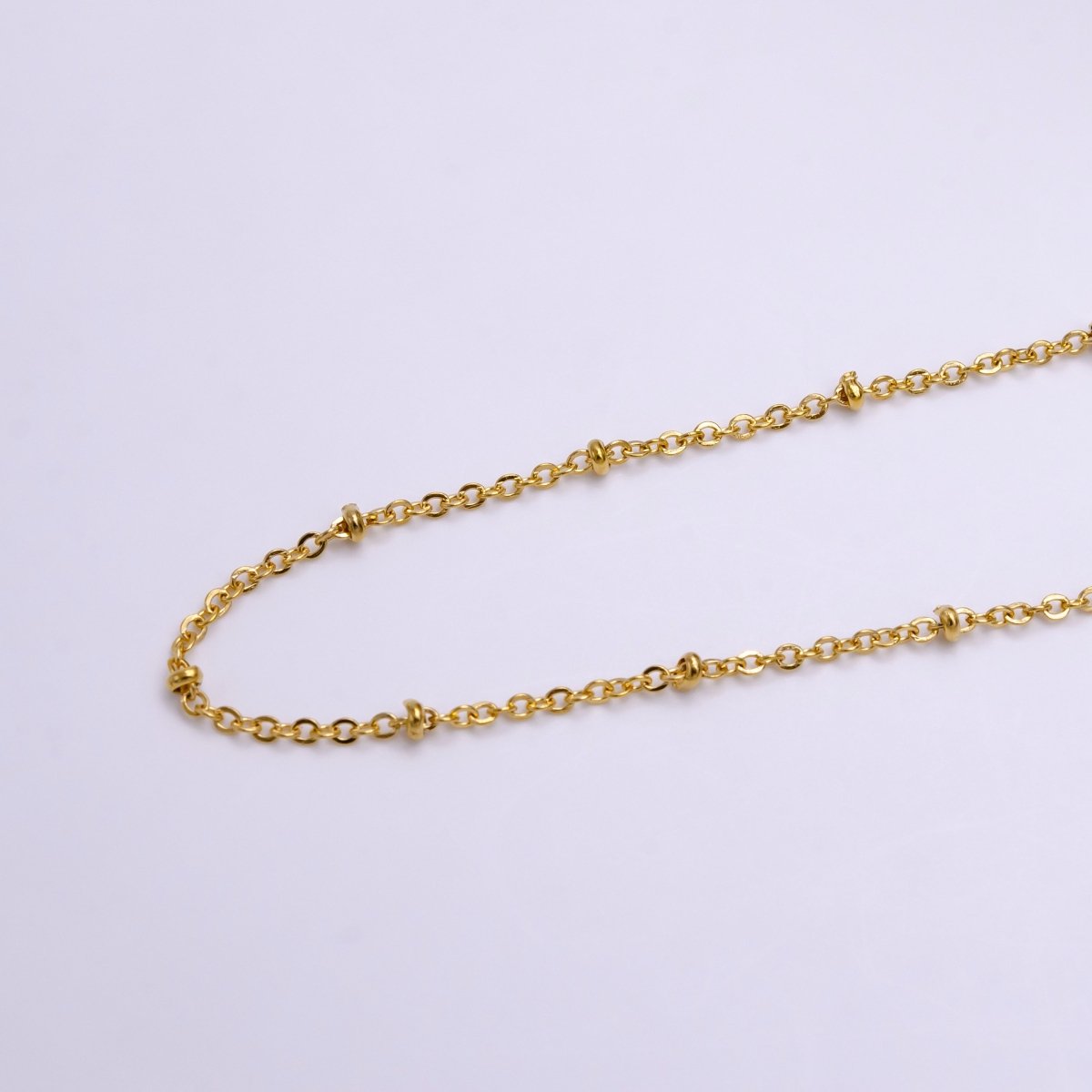 24K Gold Filled 2.5mm Satellite Bead Rolo Unfinished Chain For Jewelry Making | ROLL-1383 - DLUXCA