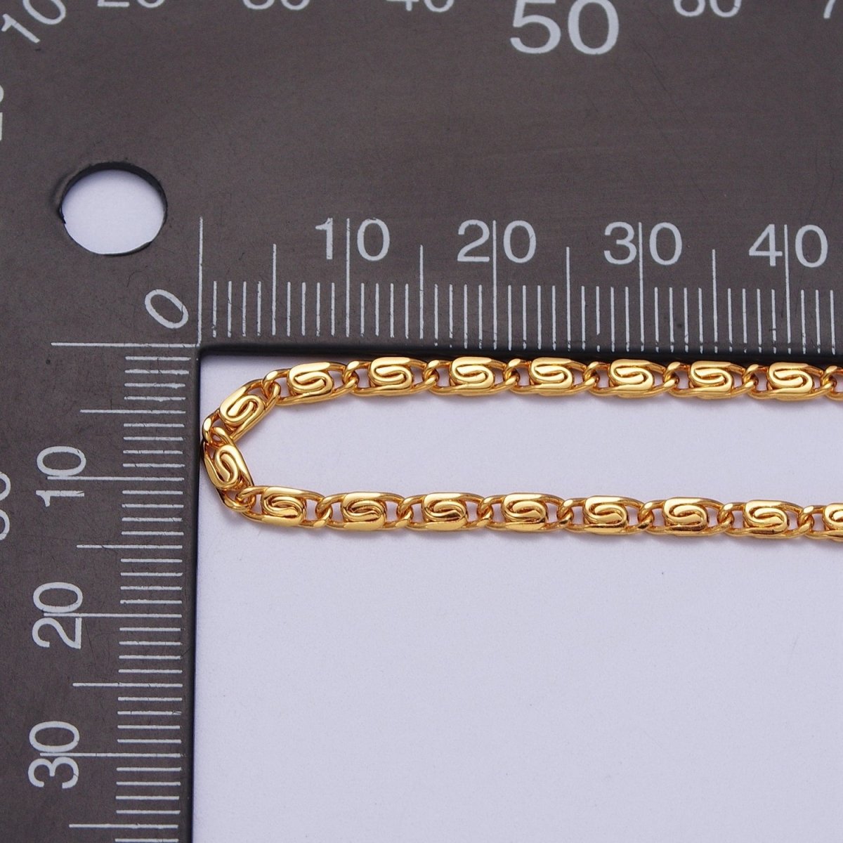 24K Gold Filled 2.5mm Snail Scroll Chain 17.5, 18.5, 19 Inches Necklace in Gold & Silver | WA-1265 - WA-1270 Clearance Pricing - DLUXCA