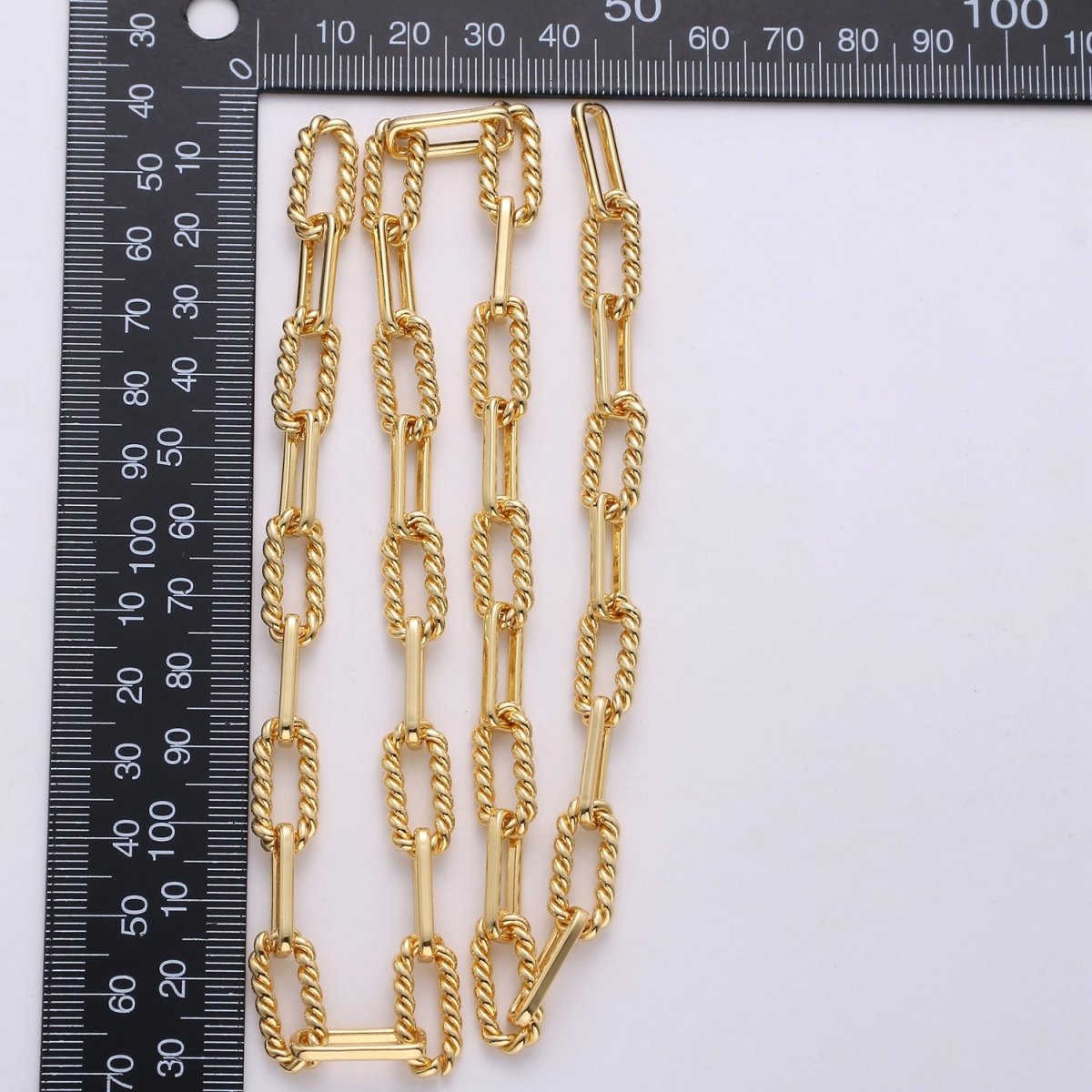 24K Gold Filled 2.5mm Thickness Twisted UNIQUE PAPER CLIP Chain By Yard, Gold Filled Rolo Cable Chain Thickness 2mm | ROLL-279, ROLL-280 Clearance Pricing - DLUXCA