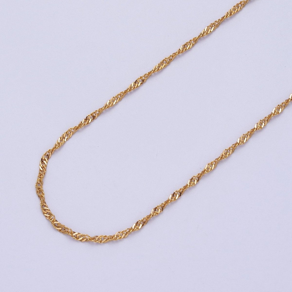 24K Gold Filled 2.5mm Width Singapore Twist Unfinished Chain in Gold & Silver | ROLL-901, ROLL-902 Clearance Pricing - DLUXCA