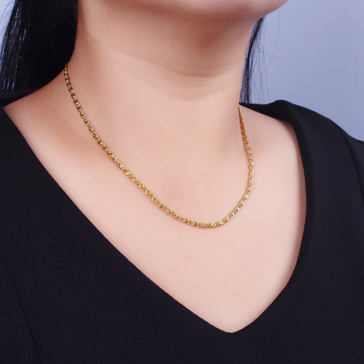 24k Gold Filled 2.6mm Gold & Silver Scroll Chain in 16, 18, 20 Inch Length Necklace | WA-1482 to WA-1489 Clearance Pricing - DLUXCA