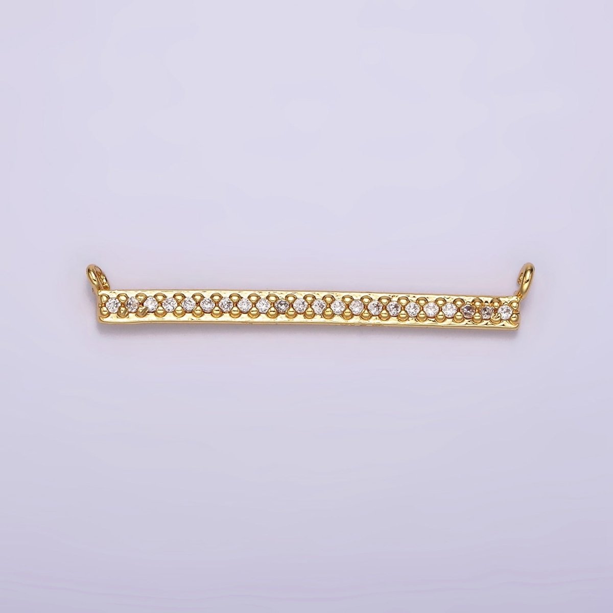 24K Gold Filled 28mm Clear Micro Paved CZ Rectangular Bar Connector | G804 - DLUXCA