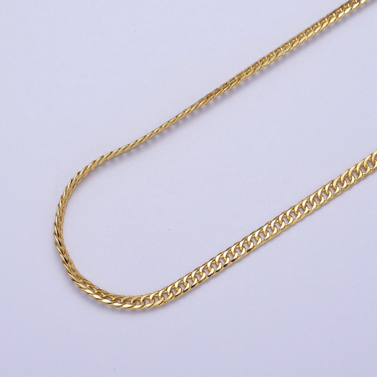 24K Gold Filled 2.8mm Flat Designed Curb Unfinished Chain by Yard | ROLL-1069 Clearance Pricing - DLUXCA