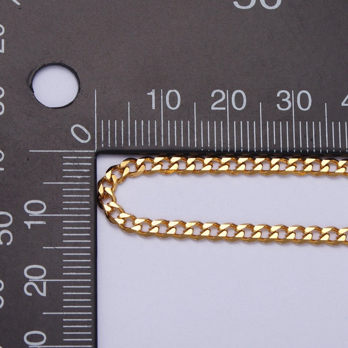 24k Gold Filled 2.8mm Miami Cuban Curb Chain Cable Link Unfinished Yard Chain in Gold | ROLL-947 - DLUXCA