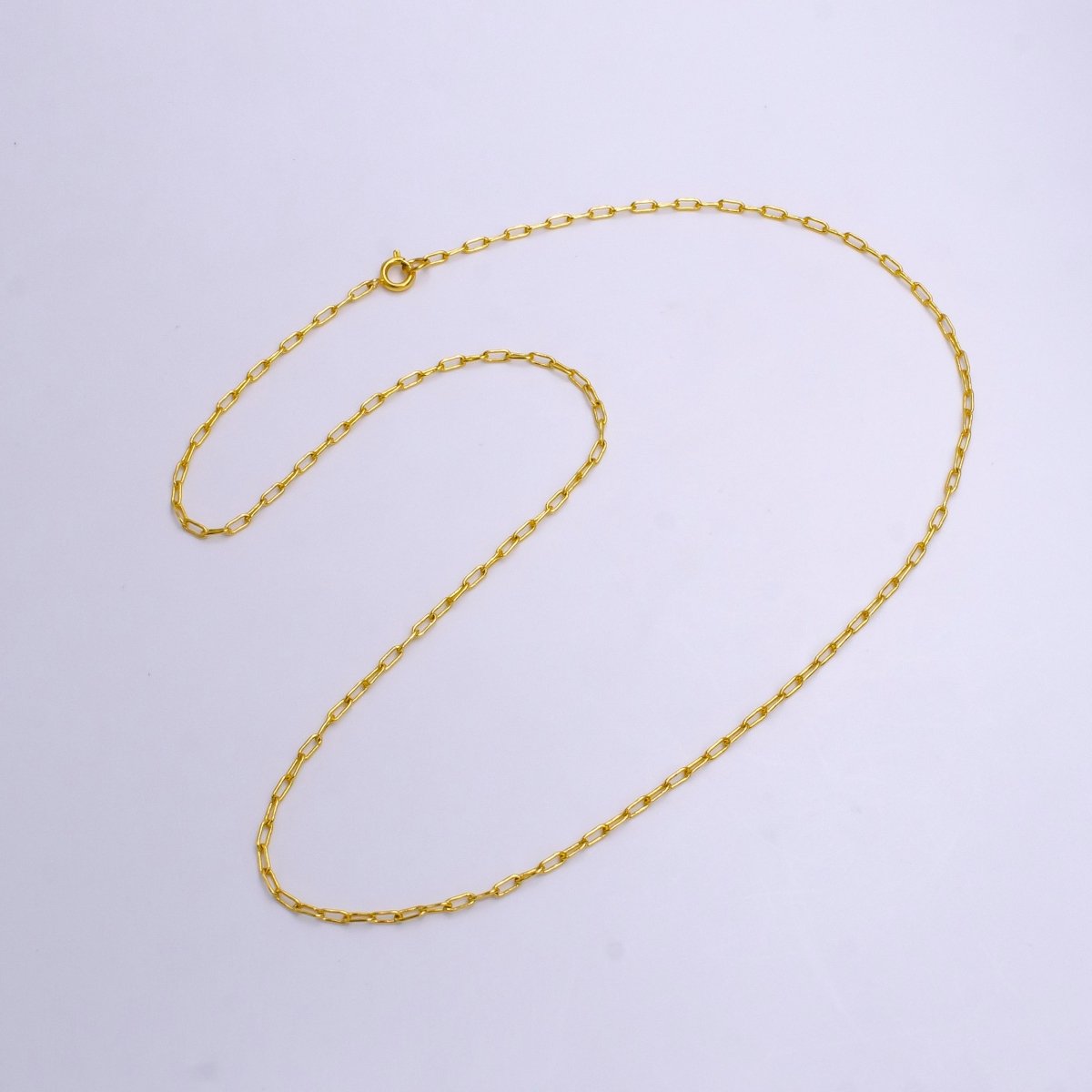 24K Gold Filled 2mm Dainty Paperclip 18 Inch, 20 Inch Layering Chain Necklace | WA-2216 to WA-2218 Clearance Pricing - DLUXCA