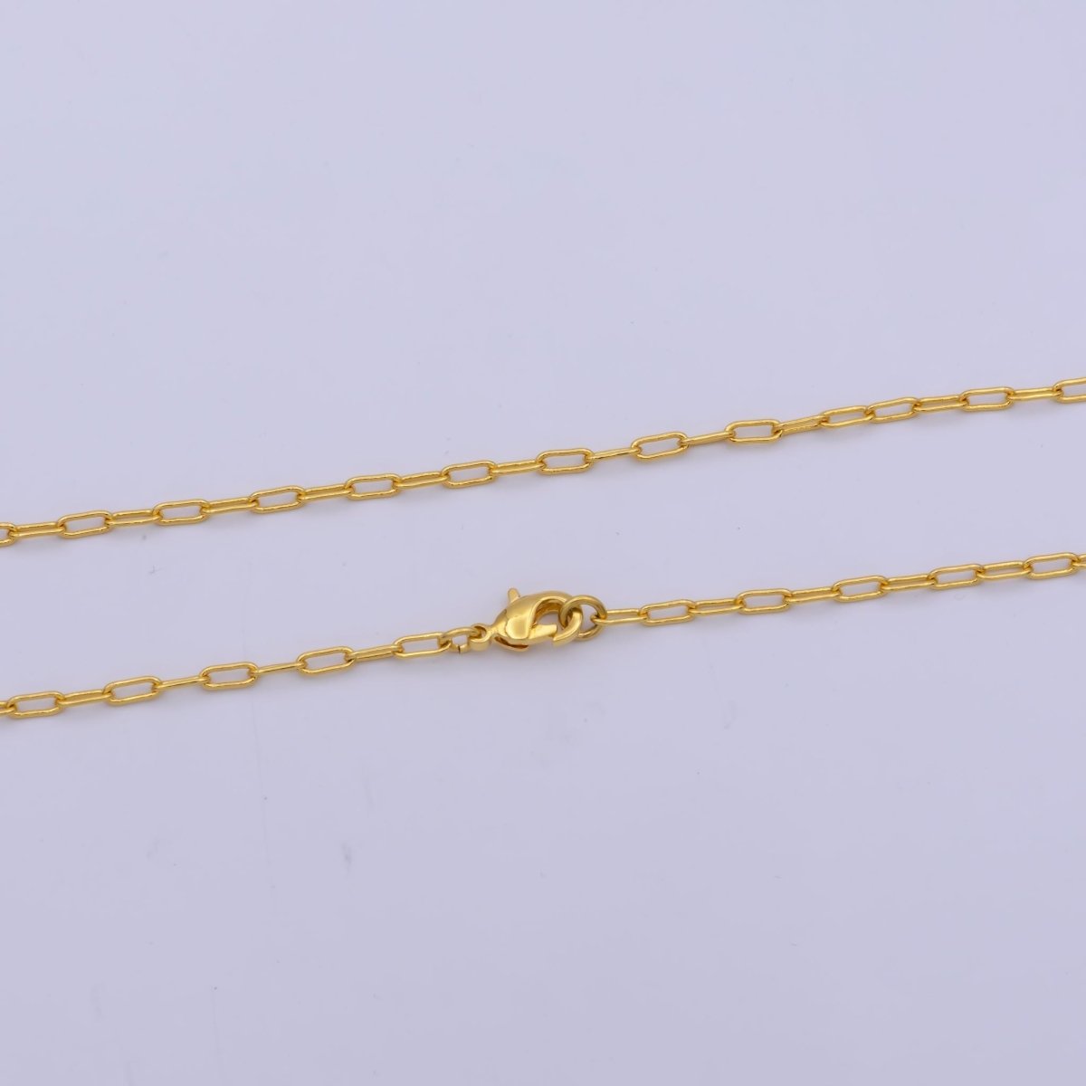 24K Gold Filled 2mm Paperclip Minimalist 16 Inch, 18 Inch Choker Layering Chain Necklace | WA-423 WA-422 Clearance Pricing - DLUXCA