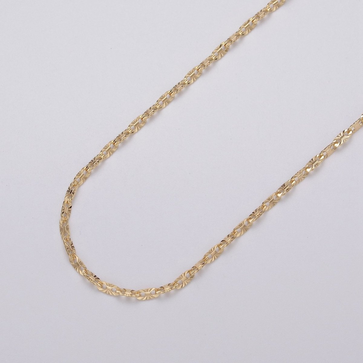 24K Gold Filled 2mm Sunburst Anchor Mariner Unfinished Dainty Unique Chain | ROLL-1044, ROLL-1113 Clearance Pricing - DLUXCA